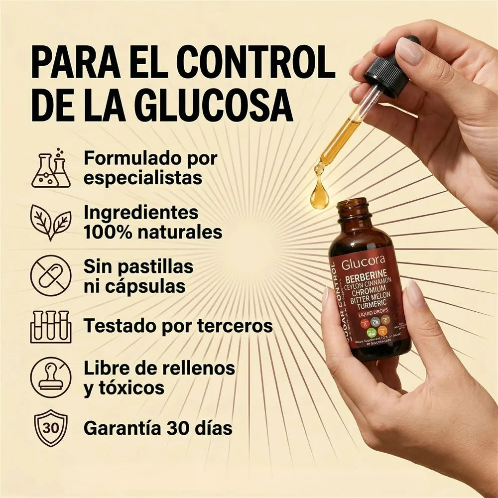Glucora - Gotas Control de Azúcar | Apoyo Natural para la Glucosa