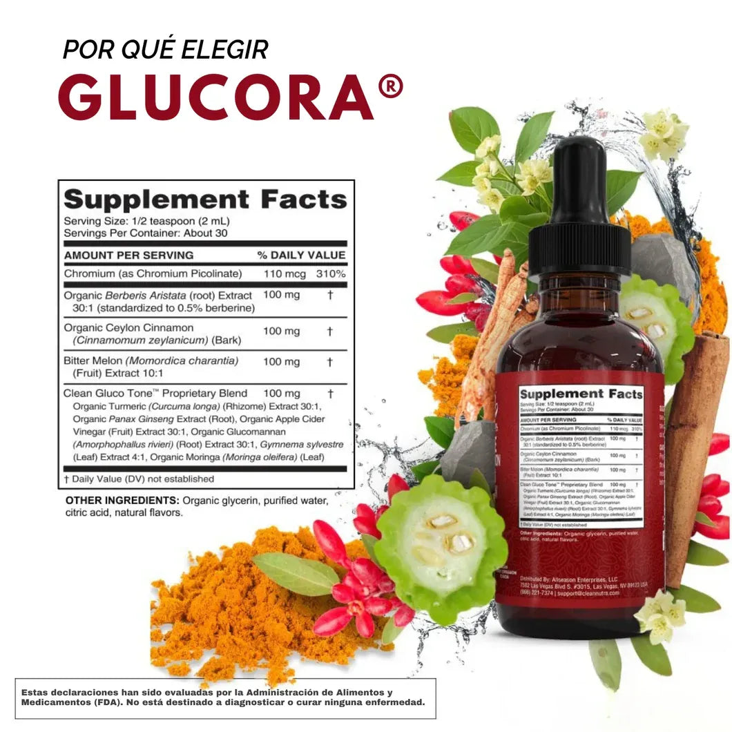 Glucora - Gotas Control de Azúcar | Apoyo Natural para la Glucosa